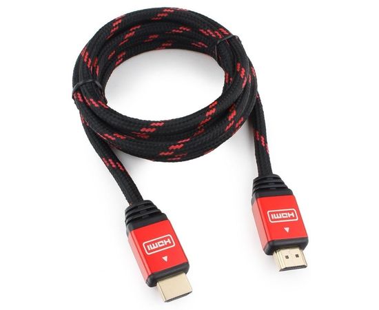 Кабель HDMI Cablexpert, серия Gold, 1,8 м, v1.4, M/M, красный, позол, алюминиевый корпус, коробка