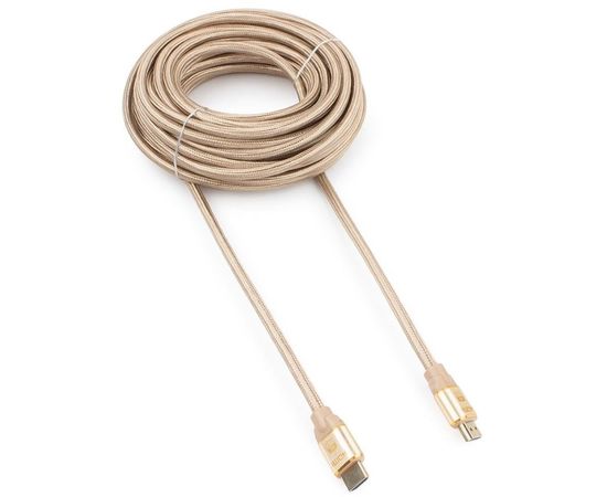 Кабель HDMI Cablexpert, серия Gold, 10 м, v1.4, M/M, золотой, позол., алюминиевый корпус, коробка