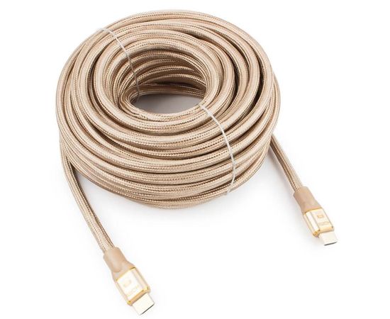 Кабель HDMI Cablexpert, серия Gold, 15 м, v1.4, M/M, золотой, позол., алюминиевый корпус, коробка
