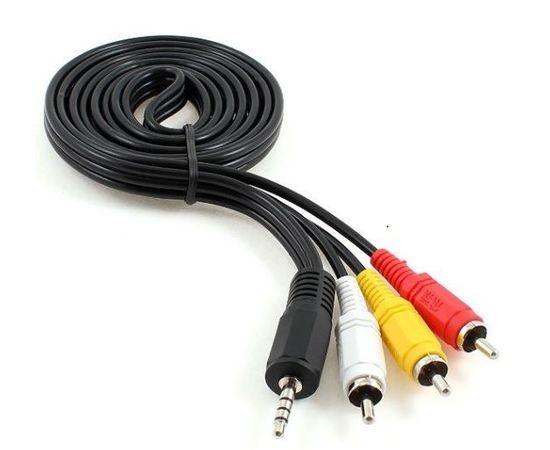 Кабель аудио/видео Cablexpert CCA-4P2R-2M, джек3.5 4pin папа->3х RCA папа, 2м, черный