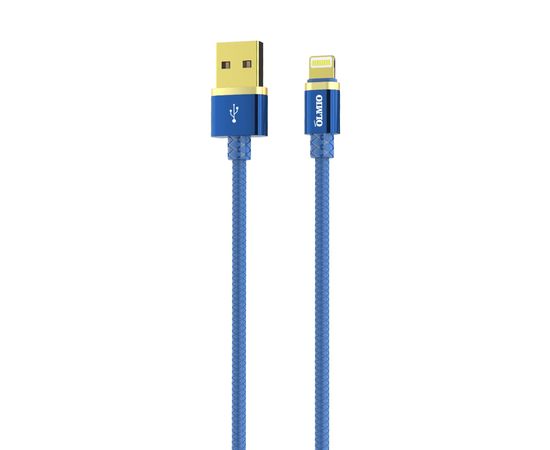 Кабель OLMIO DELUXE, USB 2.0 - lightning, 1м, 2.1A, синий