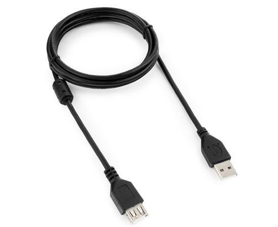 Кабель удлинитель USB2.0 Pro Cablexpert CCF-USB2-AMAF-6, AM/AF, 1.8м, экран, феррит.кольцо, черный