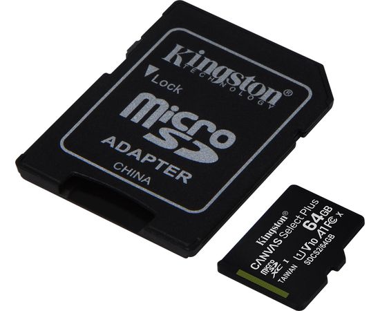 Карта памяти MicroSD 64GB Class 10 UHS-I Kingston SDCS2/64GB