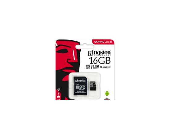 Карта памяти MicroSD 16GB Class 10 U1 Kingston SDCS/16GB
