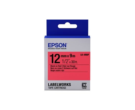 Лента Epson C53S654007 LC4RBP9 Пастельная лента 12мм, Красн./Черн., 9м