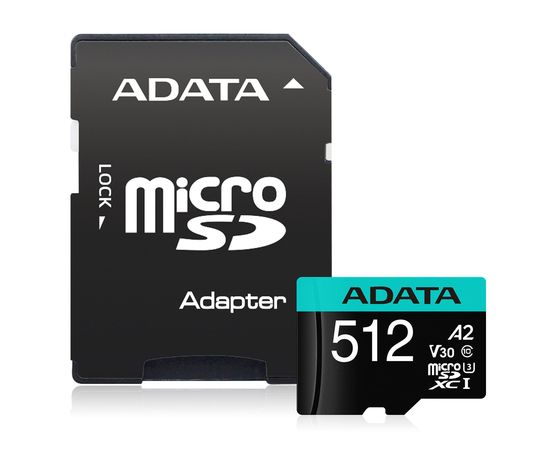 Карта памяти MicroSD 64GB UHS-I U3 V30S A2 ADATA AUSDX64GUI3V30SA2-RA1