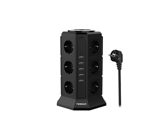 Сетевой фильтр Tessan TP-VA5U12E черный