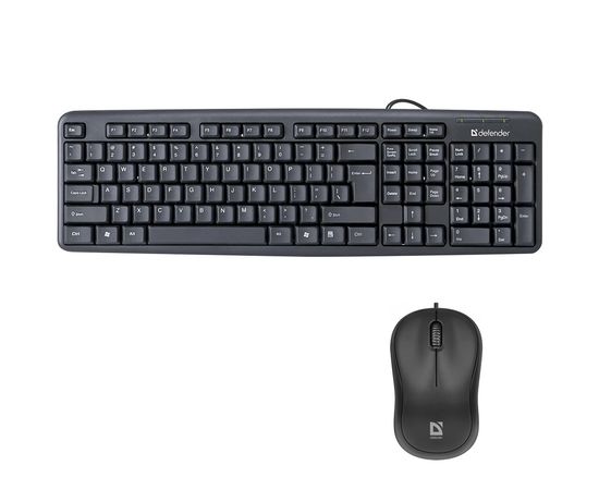 Комплект проводной Defender клавиатура HB-520 KZ + мышь MS-759 черный