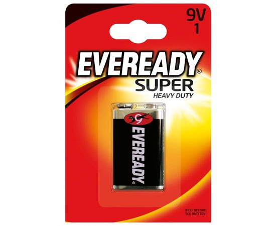 Элемент питания 6F22 9V Eveready SHD солевая 1 штуки в блистере