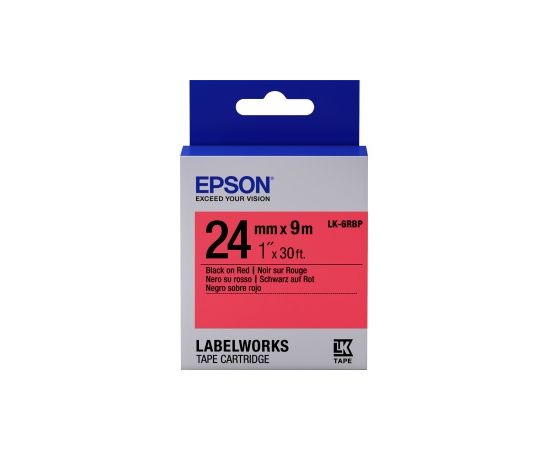 Лента Epson C53S656004 LK-6RBP Пастельная лента 24мм, Красн./Черн., 9м