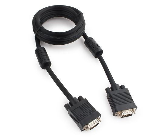 Кабель VGA Premium Cablexpert CC-PPVGA-6B, 15M/15M, 1.8м, черный, двойной экран, феррит.кольца, паке