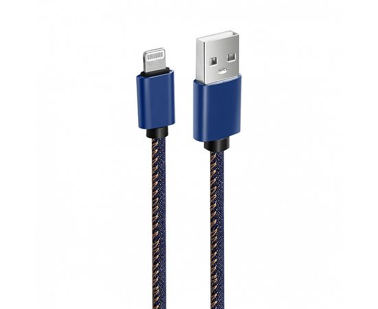 Кабель OLMIO Jeans USB 2.0 - lightning 1,2м 2.1A синий