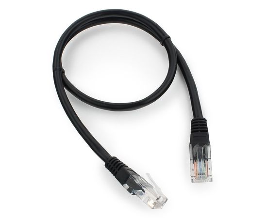 Патч-корд UTP Cablexpert PP12-0.5M/BK кат.5e, 0.5м, литой, многожильный (черный)